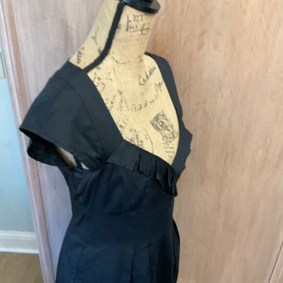 NANETTE Lepore Y2K Black Ruched Short Sleeve Corset  style Mini Dress square 8 - Picture 13 of 15